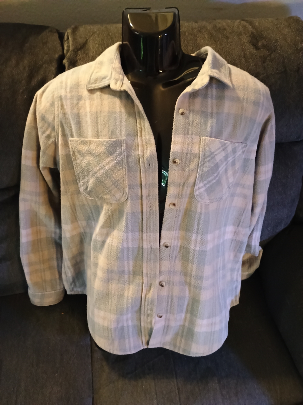 BeachLunchLounge Women’s XL Pastel Plaid Button Down Shirt Shacket Soft Stretch